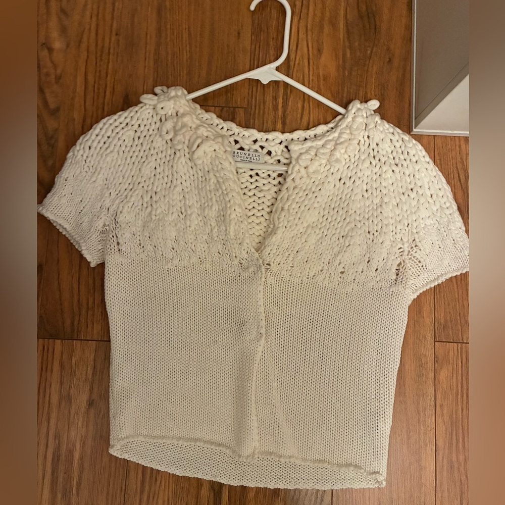 Brunello Cucinelli Ivory Knit Cardigan